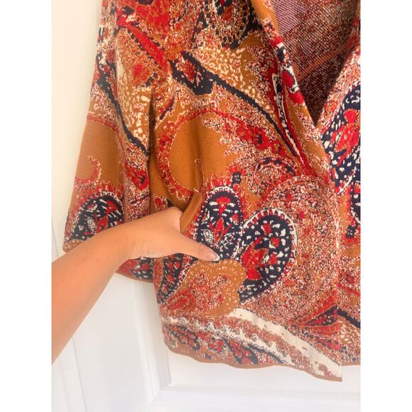 Moth By Anthropologie XS Retro Intarsia Paisley Boho 3/4 Sleeve Blazer Jacket - Picture 6 of 6